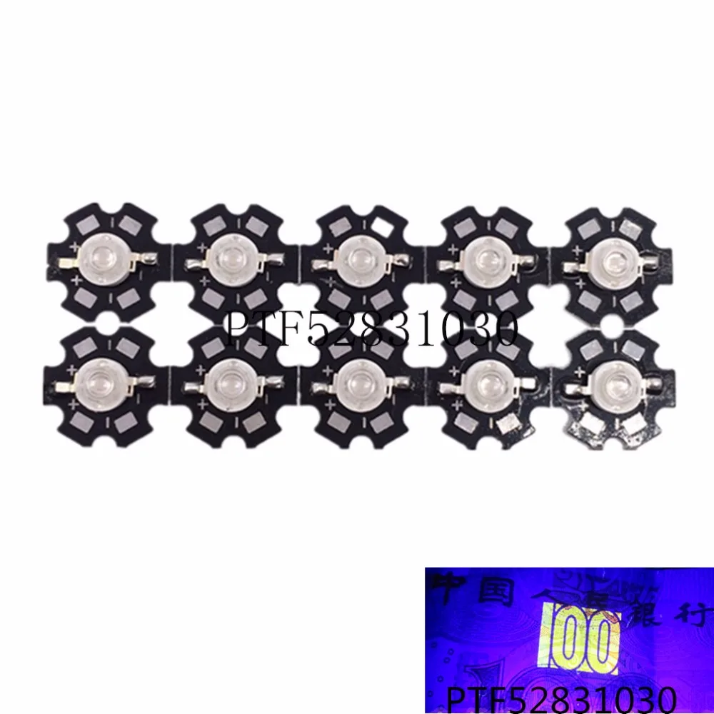 

100pcs Freeshipping! 3W 395NM UV LED /Ultra Violet High Power LED Bead Emitter 395-400NM led 3w chip uv led diode