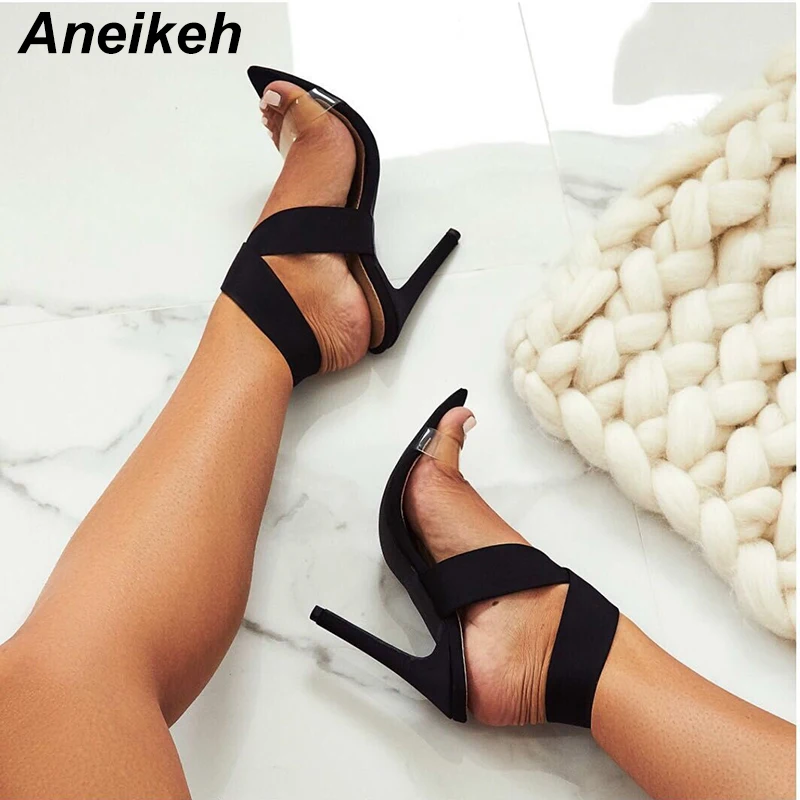 

Aneikeh New Designer Brand Fashion Pointed Toe Open Thin High Heels Sandals Gladiator Bride Red Wedding Party Dress Shoes size 9