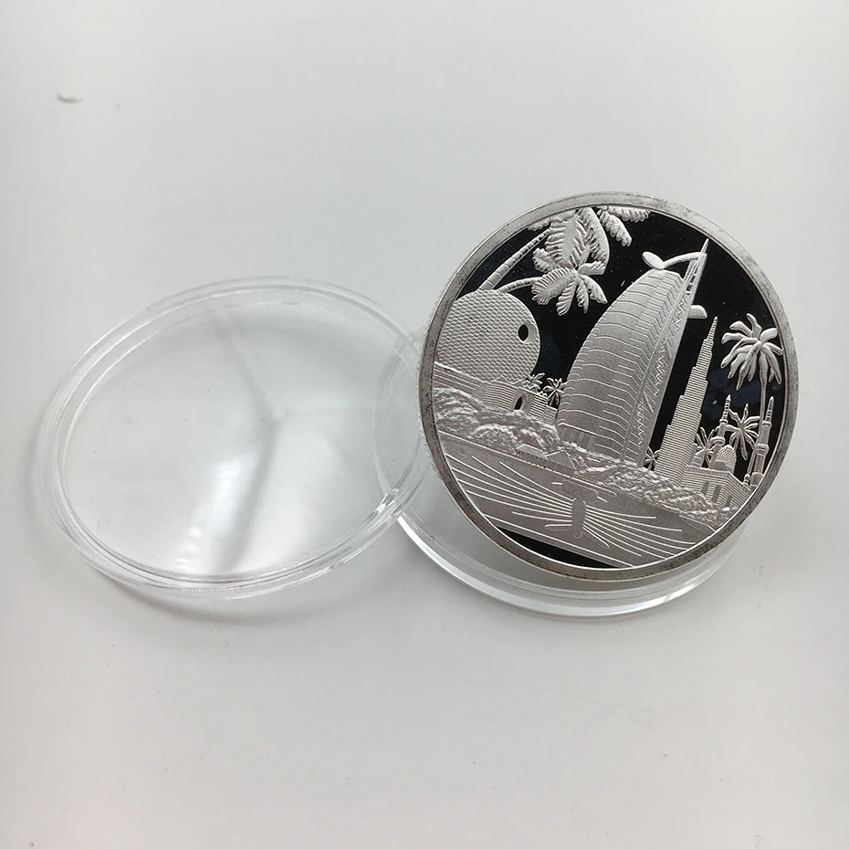 Dubai scenery Souvenir Coin Gold Plated 24k Gold Foil Round Coin