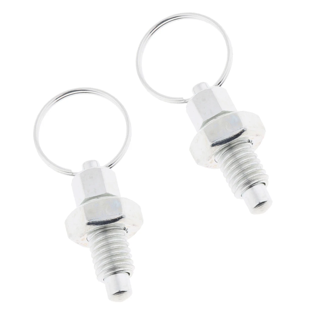 2Pcs Stainless Steel Non Lock-Out Indexing Plunger With Pull Ring M8