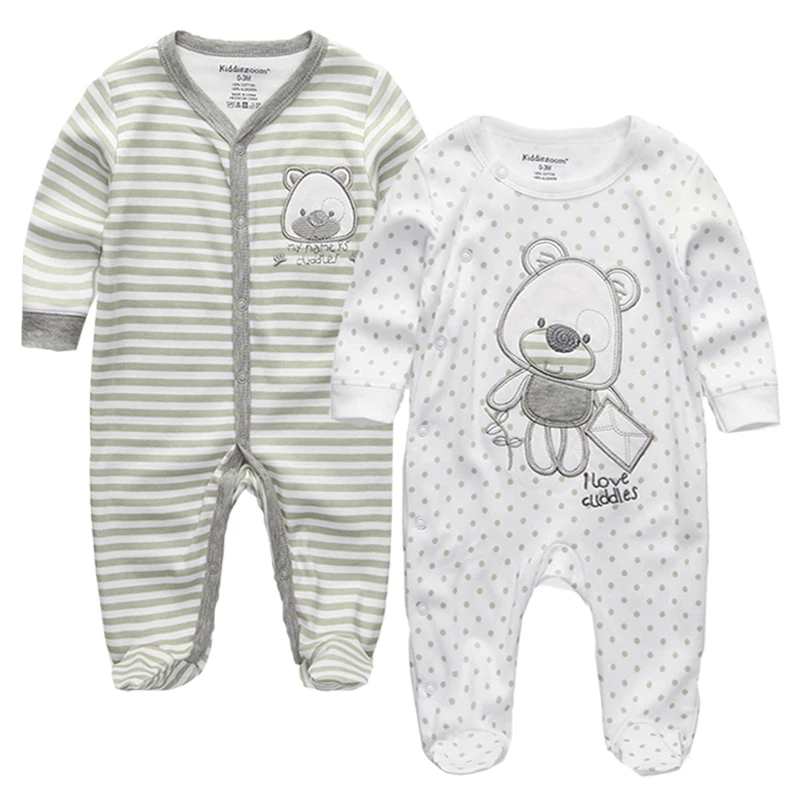 2 pieces/lots Newborn Footie Baby girl boy clothes long sleeve Cotton print New born Roupas de bebe pajamas 0-12 months