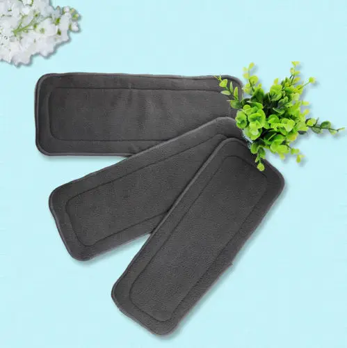 

3Pcs 4 Layers Soft Bamboo Fiber Charcoal Cloth Diaper Nappy Inserts 14*33cm fit for 0-3 years baby