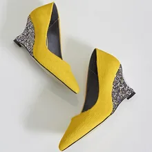 2017 Yellow Genuine leather Symphony sequined 7.5 CM Heels Women wedges Platform shoes Horsehair Fashion Casual shoes LMZ-B690