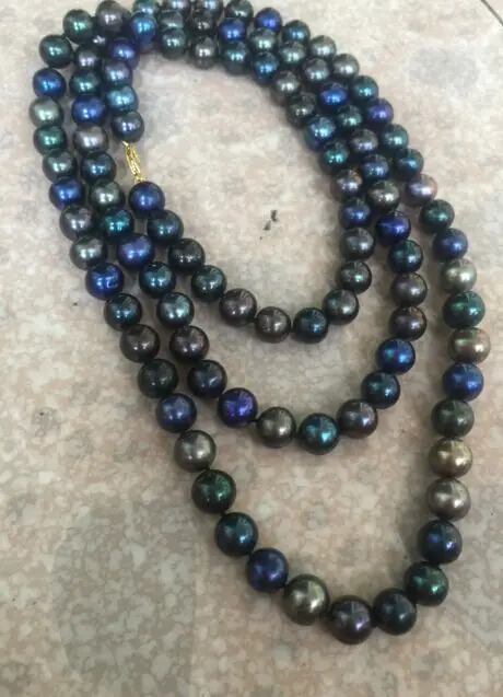 

10-11MM TAHITIAN BLACK GREEN MULTICOLOR PEARL NECKLACE 40INCH