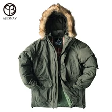 Asesmay marca por los hombres chaqueta militar tela de algodón pato blanco abajo grueso Outwear hombres impermeables chaquetas Parka capa de nieve
