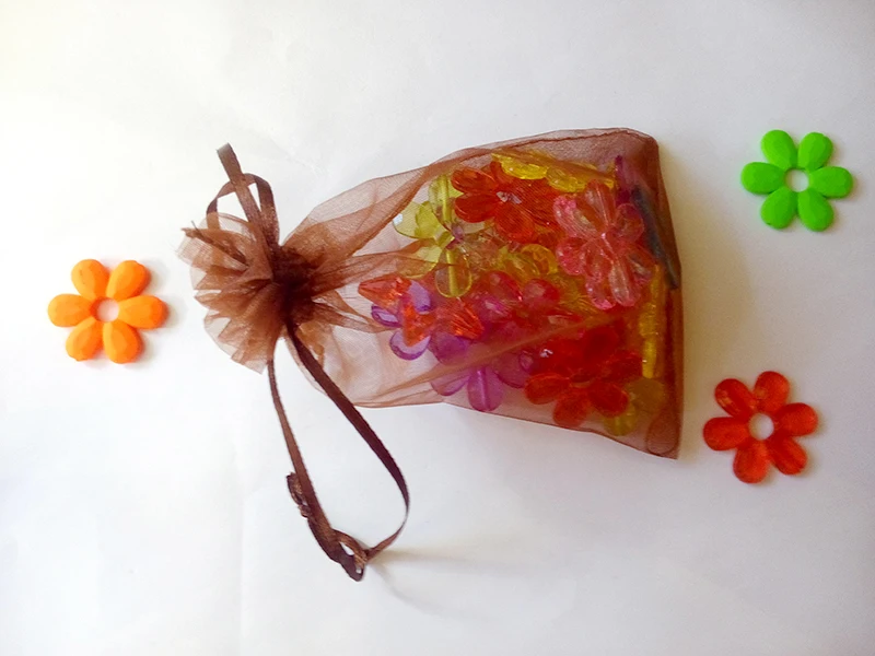 

17*23cm 100pcs Organza Bag Brown Drawstring bag jewelry packaging bags for tea/gift/food/candy small transparent pouch Yarn bag