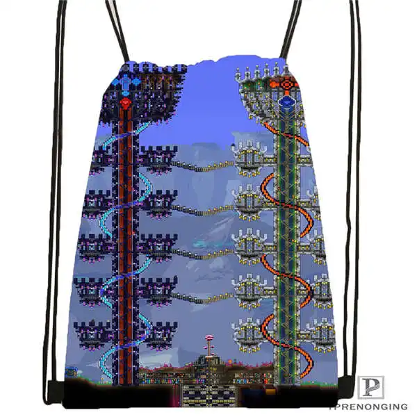 Таможня Террария(5) Drawstring сумка-рюкзак милый рюкзак детский Ранец(черный назад) 31x40 см#180531-04-67 - Цвет: Drawstring Backpack