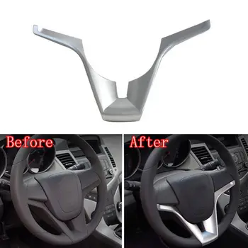 

BBQ@FUKA 1Pc Silver Car Interior Steering Wheel Cover Decor Trim Styling Sticker Fit For Chevrolet Cruze 2010-2014 Car Styling