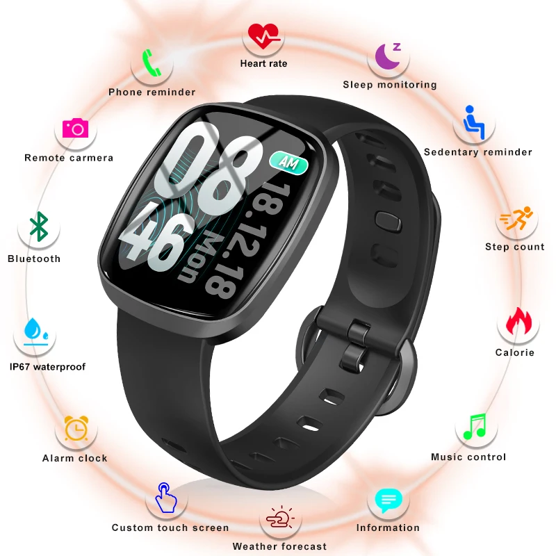 

Letike new smart band 2.5D full screen touch smart bracelet watches Blood pressure monitor & sport mode & brightness adjustable