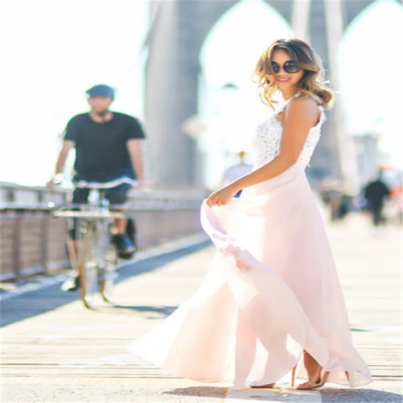 Женское кружевное платье с цветочным принтом белое Элегантное Длинное Платье