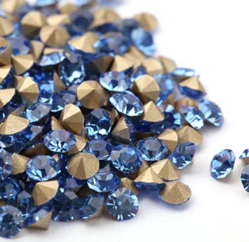 

Free Shipping ss16 4mm, 1440Pcs/lot Point Back Rhinestone blue Color Point Back Chaton