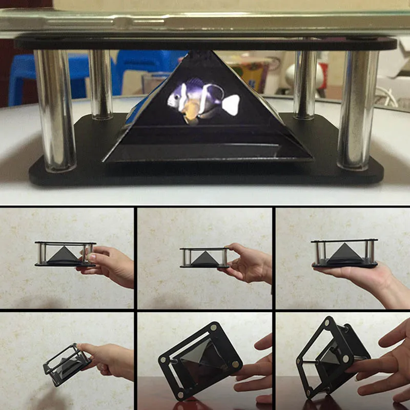 New Hot 3D Holographic Projector Pyramid Four-dimensional Image Display For Mobile Phone