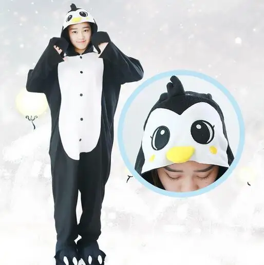 Black Penguin Pajamas Animal Cosplay Costume Kid Adult Onesies Cartoon Sleepwear Sleepsuit |