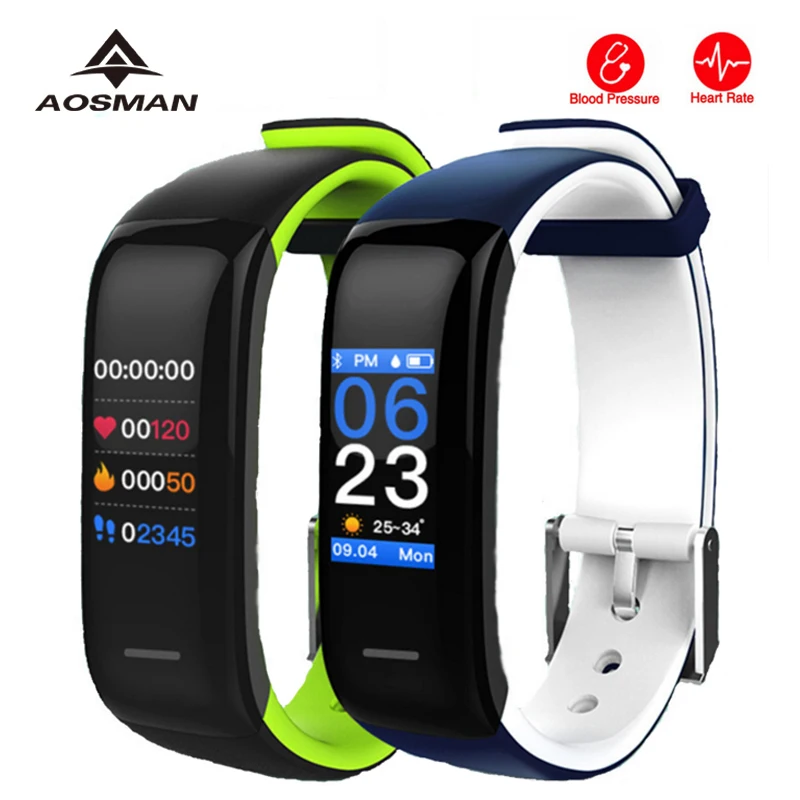 Aosman P1 Плюс gps Smart watch sport отслеживания сердечного ритма Цвет экран Датчик кровяного
