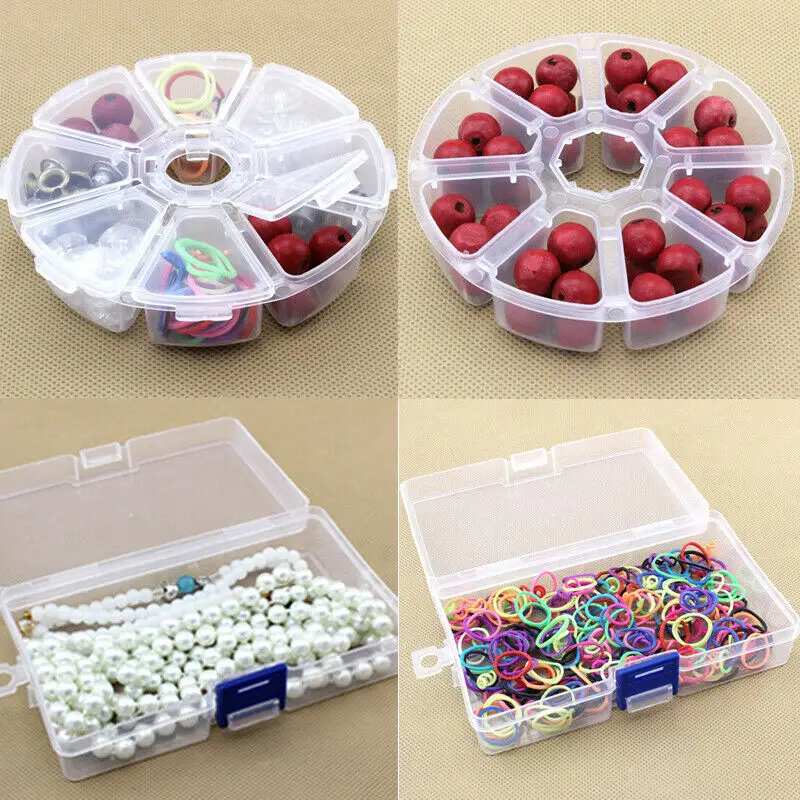

8 Compartment Storage Box Plastic Jewelry Organizer Container Case Bead Craft
