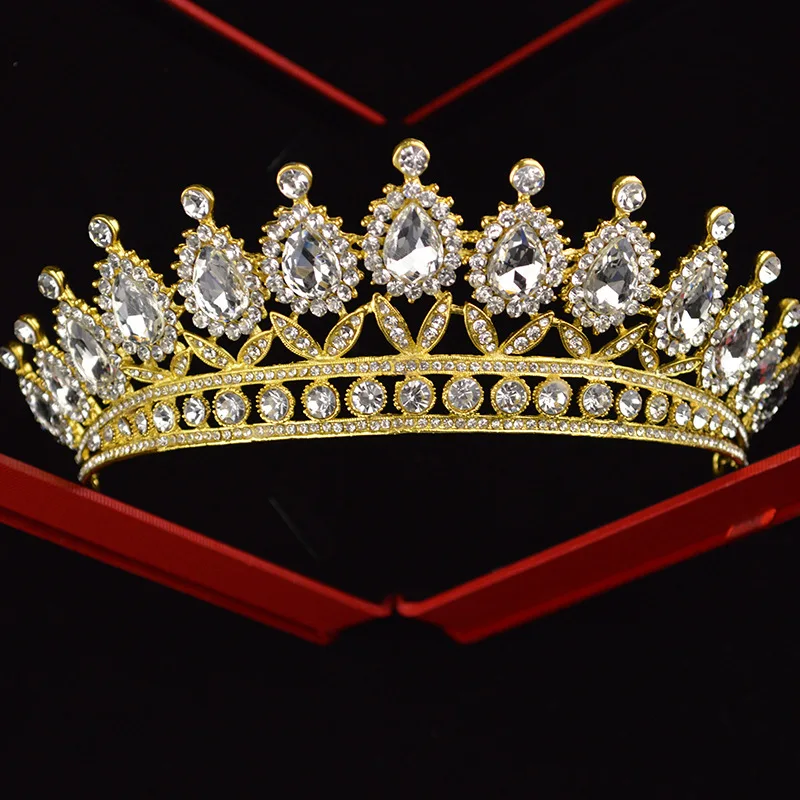  KMVEXO 2018 New Baroque Big Rhinestone Crystal Beaded Headband Tiara Bride Crown Luxury Wedding Kor