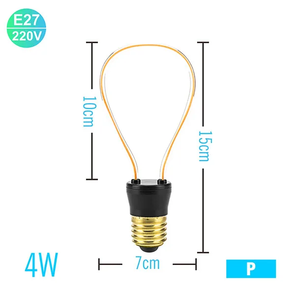 E27 антикварная ретро Светодиодная лампа 1,8 Вт 3W 4 Вт 4,5 Вт 8 Вт винтажная лампа накаливания 220 в теплый белый RGB стеклянная лампа накаливания для украшения - Цвет: JH P