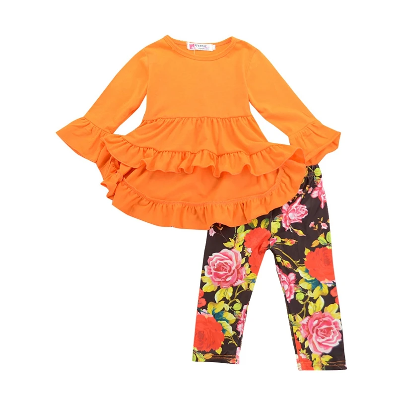 

Children Girls Clothing Sets New Spring 2 Pieces Set Cotton Long-sleeved T-shirt+Flower Pants Kids Girls Clothing For 1-5Y