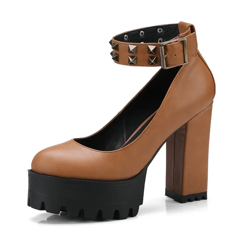 QUTAA/ г. Женские туфли-лодочки женская обувь на ремешке с пряжкой женские повседневные туфли-лодочки из pu искусственной кожи на очень высоком квадратном каблуке и платформе Размер 34-42