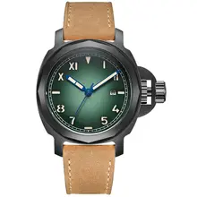 Parnis SKULL Seriers Luminous Mens Leather Watchband Fashion Automatic Mechanical Watch Wristwatch