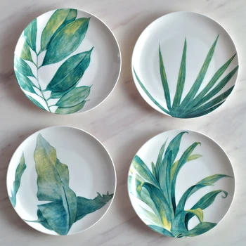 

Ceramic creative Plant tray dinner plate home breakfast cutlery simple bone china tabledish