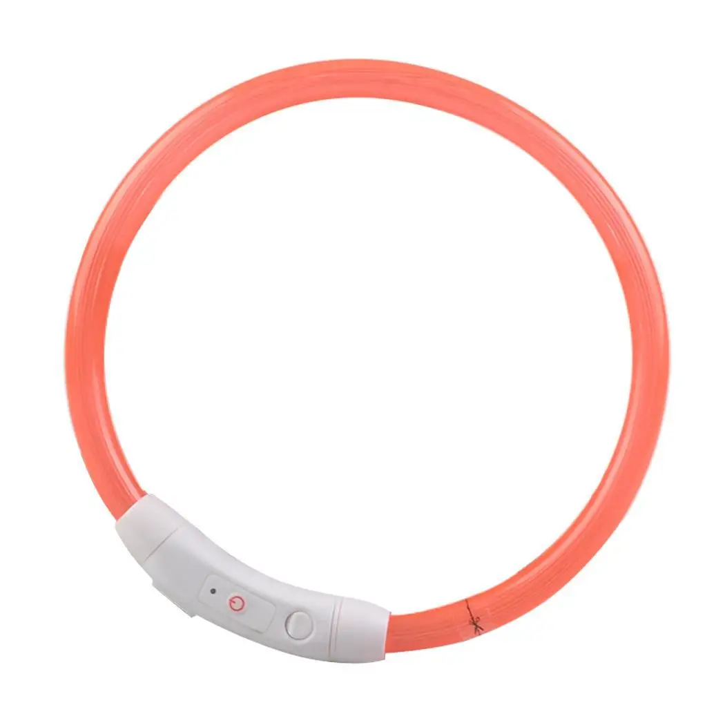 orange Товары для домашних животных usb зарядка светодиодный светящийся ошейник для собаки ночь, открытый светящийся поводок для животных ошейник - Цвет: orange