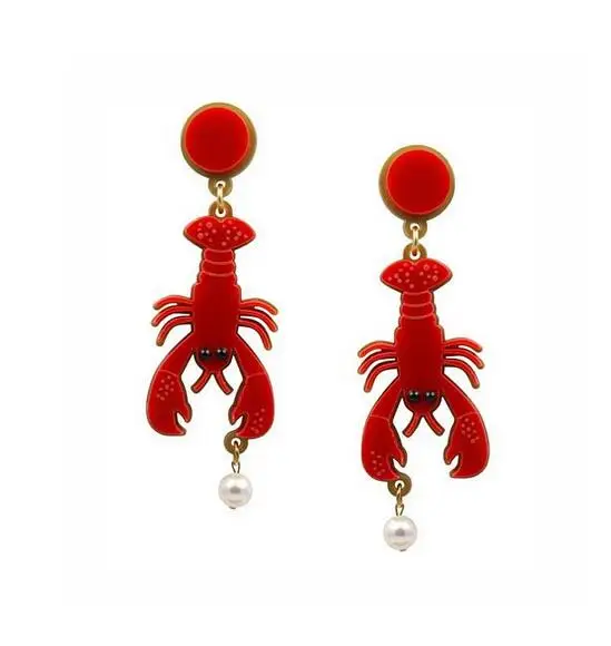 

Funny Pearl Lobster Octopus Acrylic Earrings Exaggerated Geometric Space Sense Women's Fashion Christmas Personality Jewelry