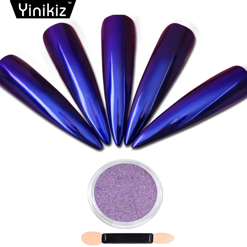 Yinikiz Purple Color Mirror Nail Glitter Powder Charming DIY Pigment Art Soak Off Manicure Dust for UV&ampLED Gel Polish | Красота и