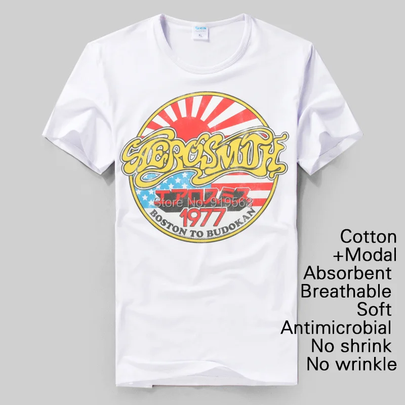 Рок Модные Aerosmith жить в Японии печати Тонкий мягкий удобный модальный хлопок летняя футболка