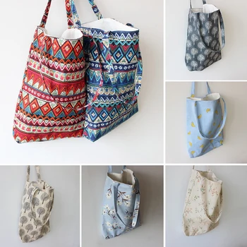 

Floral Printed Tote Bag Women Shoulder Canvas Shopping Bag Beach Handbag Casual Tote for Ladies Large Capacity Female Bags