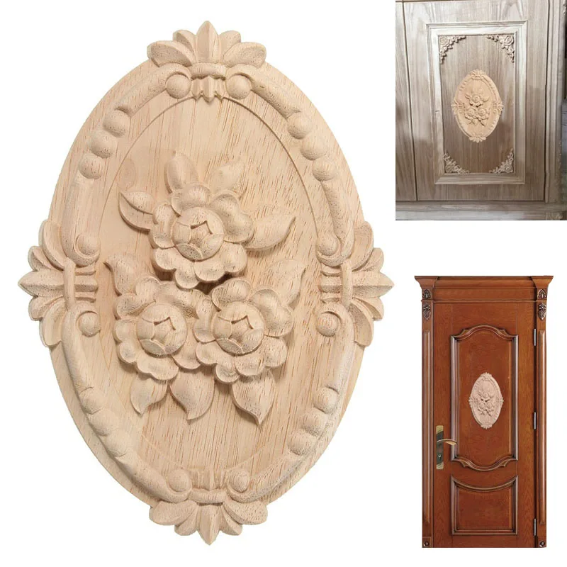 

Elegant Woodcarving Decal Wooden Doors Carved Furniture Decal Applique Fairy Doors Garden Miniatures Wood Furniture Cabinet Door