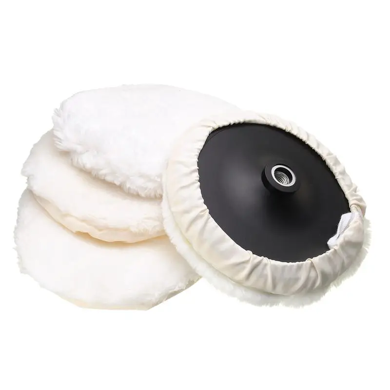 EASY-5Pcs Polisher/Buffer kit Soft Wool Bonnet Pad White