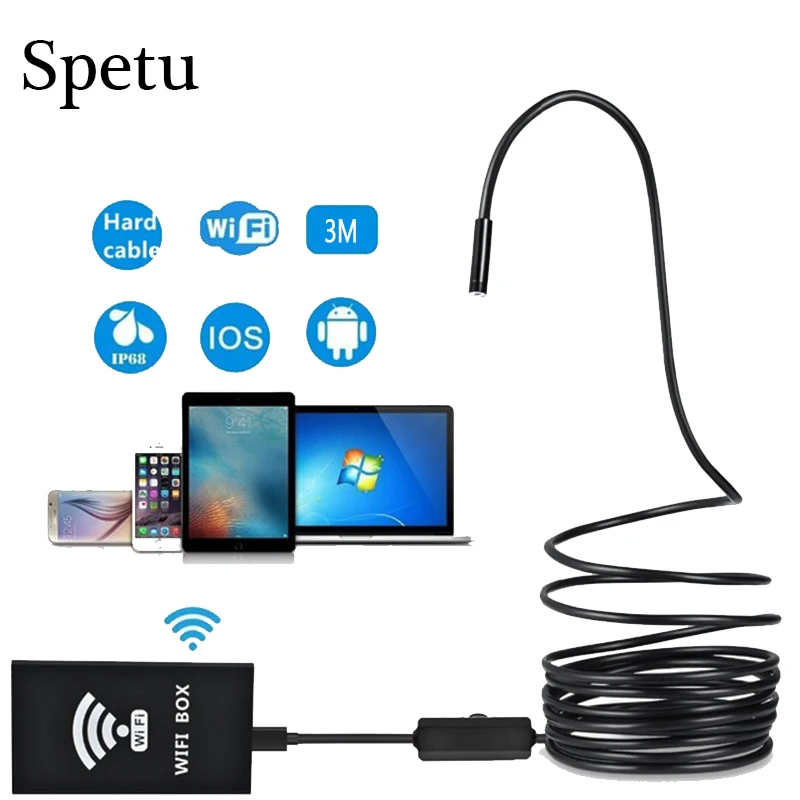 

Spetu HD 720P 3M Wifi Endoscope Smart WIFI Endoscope 6Led Adjustable Waterproof Wireless Borescope Camera For Android IOS Tablet