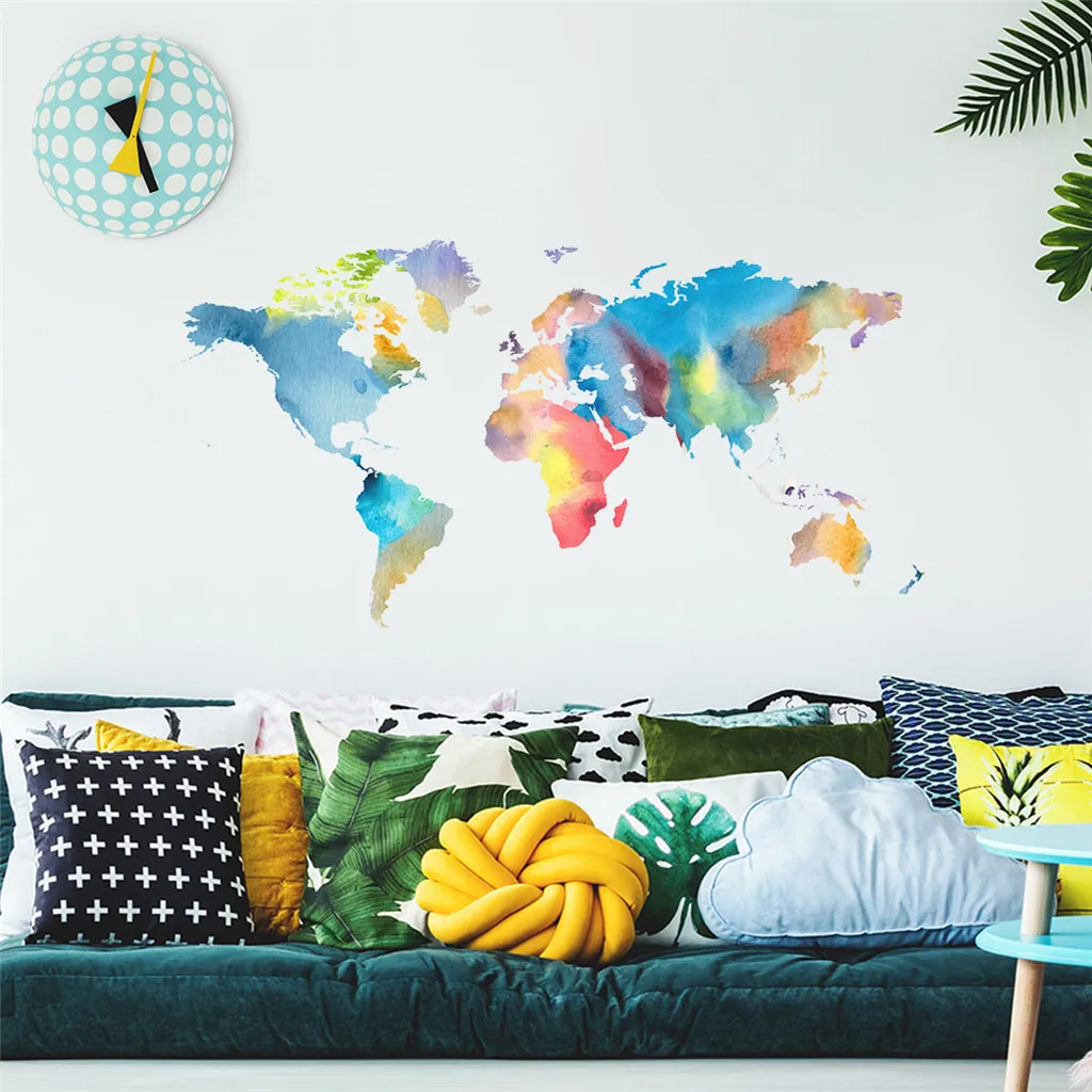 Настенная Наклейка, мобильная креативная цветная карта мира, прикрепленная к декоративной стене, окно, украшение для дома, декор для гостиной, 8 мая