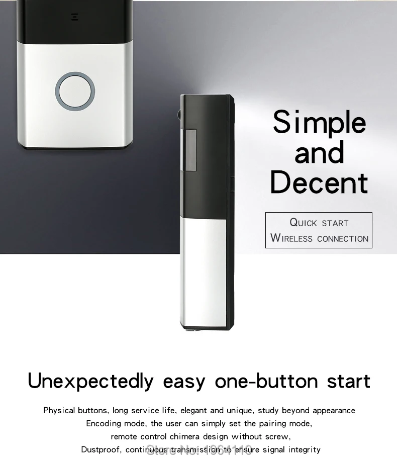 Wireless Visible TalkBack Doorbell with 720P Camera & PIR Sensor & One-Button WIFI Connection & Dingdong Ring & Free Mobile APP_F2
