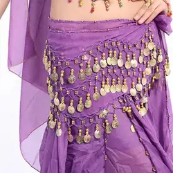 Для женщин Красочные живота танцор костюм хип шарф обёрточная бумага блёстки ремень 58 монета шифоновая юбка одежда