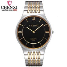 CHENXI Brand Leisure Fashion Quartz Gentleman Watch Golden Stainless Steel Man Wristwatch Super Slim Case Quartz Male Watches
