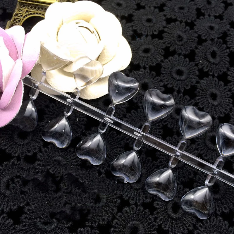 48Tips/set False Nail Color Card Transparent Natural Heart Nail Art Display Showing Shelf DIY Nail Practice Board Manicure Tools
