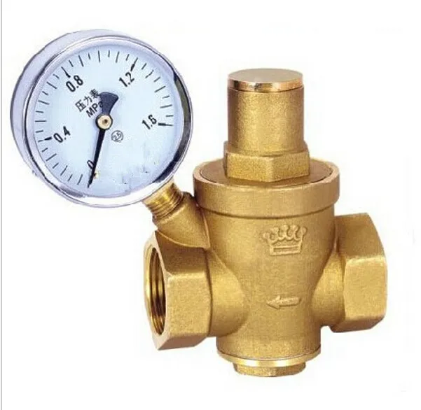 2018 DN20 3/4" Brass water pressure regulator with pressure gauge