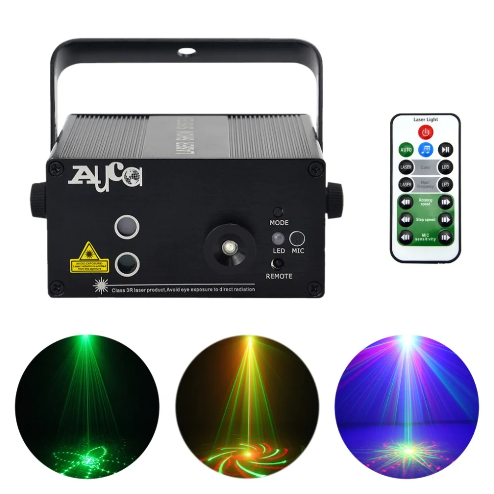 

Mini 20 RG Patterns Laser Projector Equipment 3W Blue LED Mixing Light Remote Music Show DJ Home Party Stage Lighting L-20RG