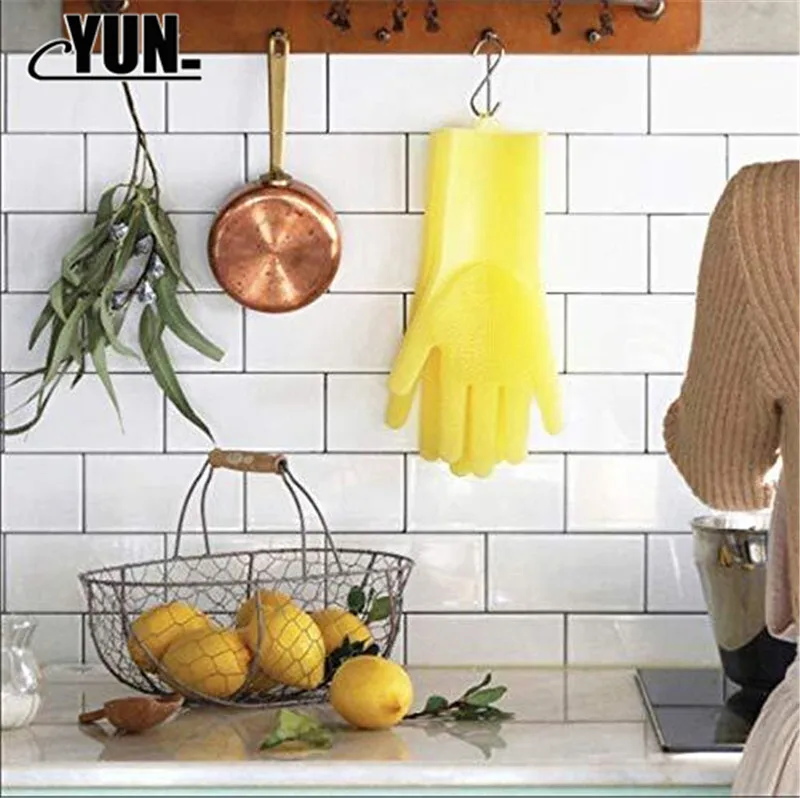 Dishwashing Silicone Gloves Kitchen Shaking Brush Gloves Korea Semi-Permanent Magic Gloves Magic Cleaning Gloves 5D (11)