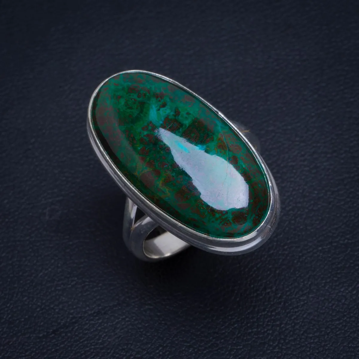 

Natural Chrysocolla Handmade Unique 925 Sterling Silver Ring 8.5 B1299