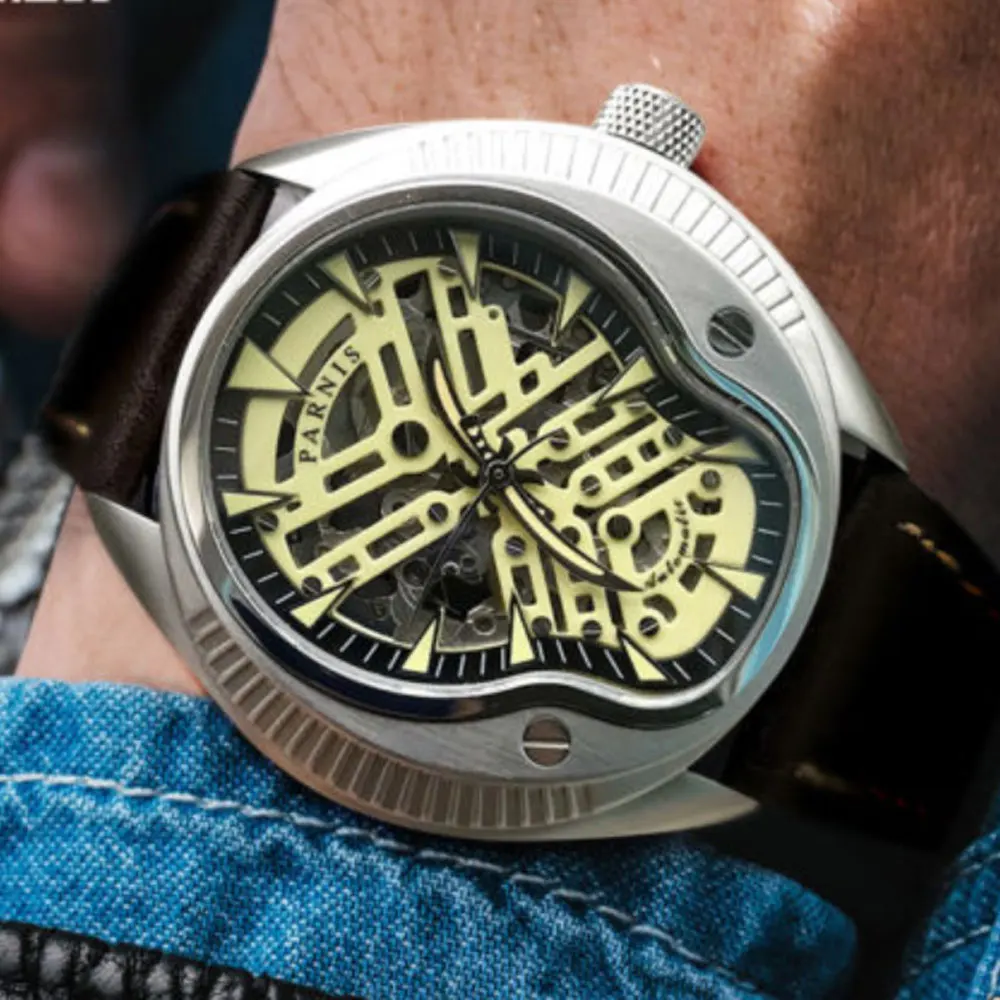 Relogio masculino часы Parnis мужские военные автоматические часы мужские s часы Топ бренд класса люкс кожа Miyota наручные часы светящиеся