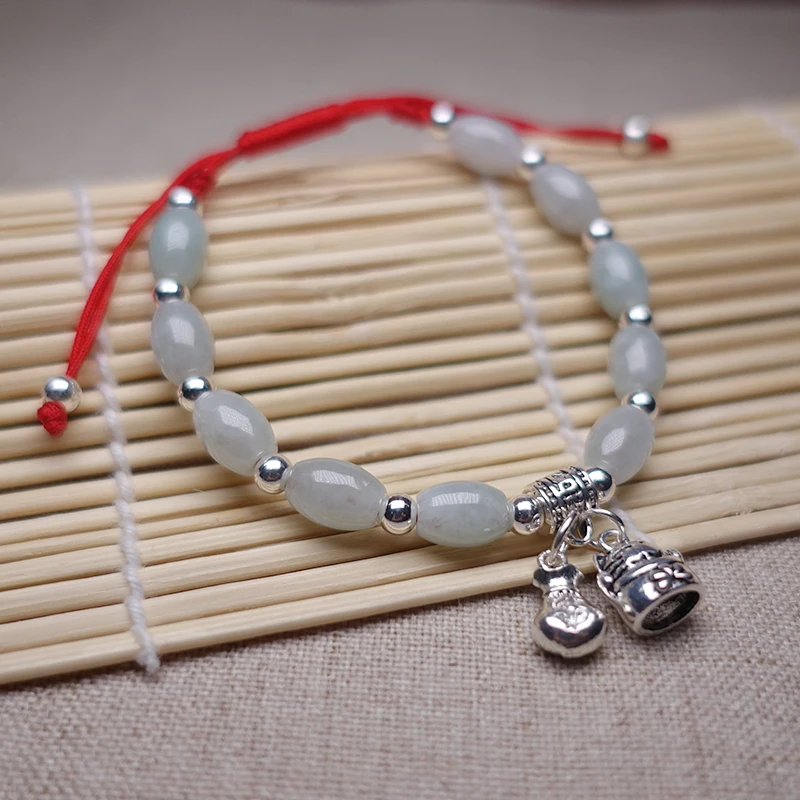Lucky Cat Natural Jade Bracelet Real 925 Silver Sterling Handmade