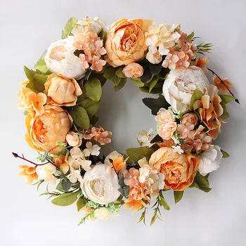 

Artificial Peony Wreath simulation Silk Cloth Fake Flowers Decorative Rattan Home Wedding Door Wall Garland Decoration