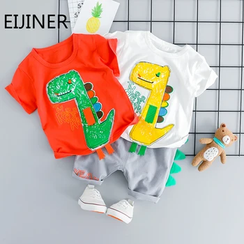 

2Pcs/set Toddler Kids Boys Clothes Spring Summer Short Sleeve Cotton Dinosaur T-shirt Tops+ Shorts Outfit Children Clothing Set