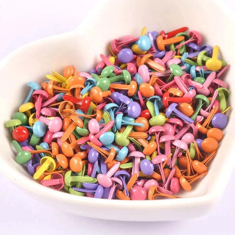 Metal Brads Mini Mixed Round Brads Scrapbooking Embellishment Fastener 4.5x8.5mm 200pcs