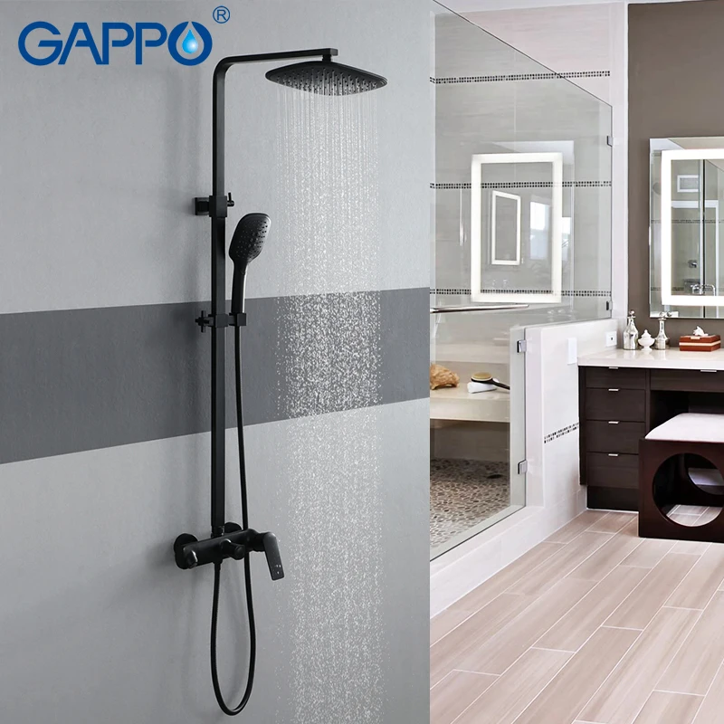 

GAPPO black shower Faucets rainfall shower set bathtub faucet 3 function stainless steel mixer tap mixer bathroom faucet mixer
