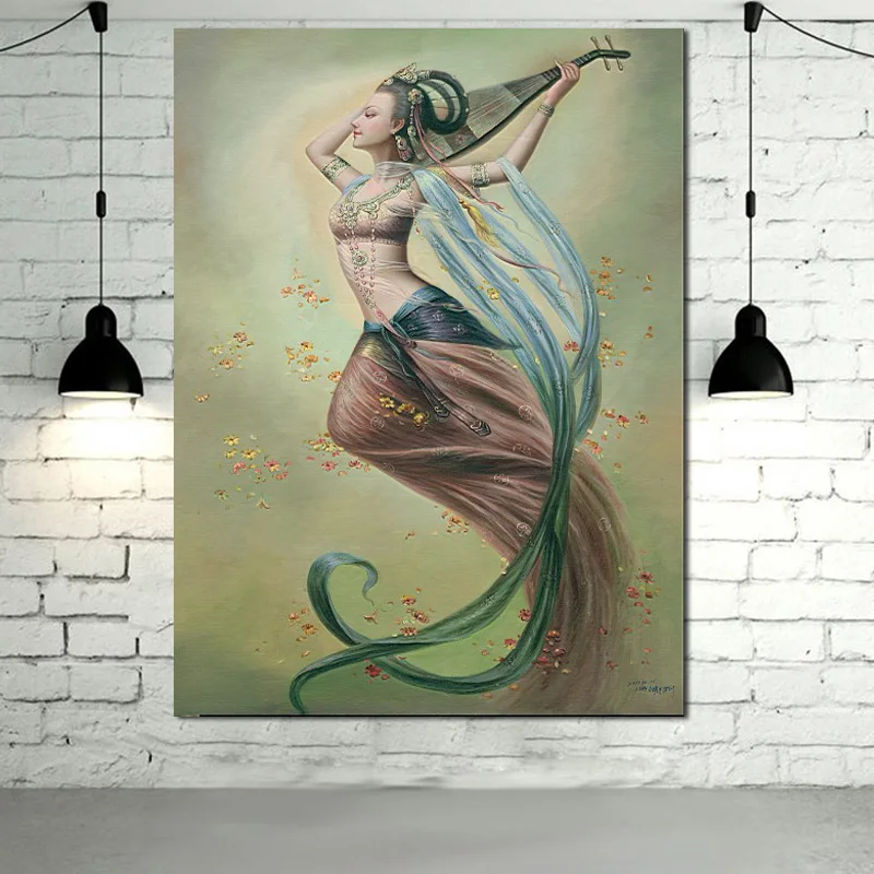 Buy High quality Apsaras Flying Wall Oil Painting On