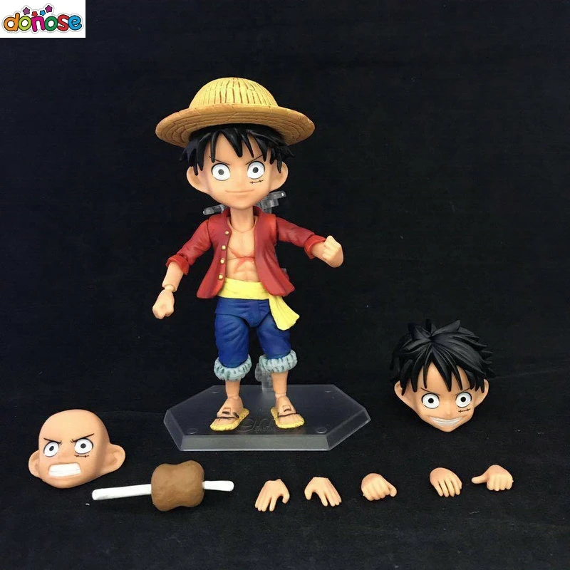 Anime 16cm One Piece Fever Toys 002 Monkey D Luffy  with Drumsticks PVC Action Figure Collection Model Kids Toy Doll